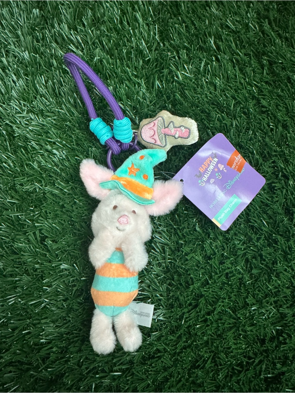 Piglet Plush Bunny Teether Toy with Hat - Mint & Orange